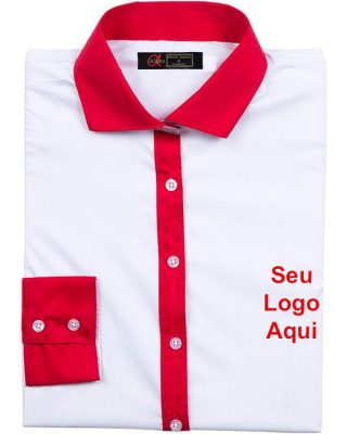 Camisa Feminina modelo social para uniformes administrativos com detalhes diferenciados Personalizada kit c/ 20 pçs