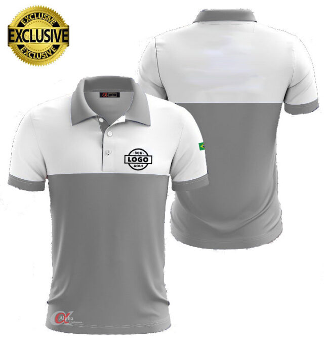 Camisas Polo para Vendedores de Lojas de Varejo em Porto Alegre: Camisa polo branca com detalhes sutis da marca, proporcionando uma imagem elegante e acessível para vendedores em ambientes de varejo