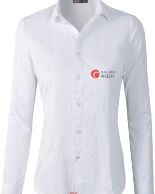 Camisa com tecido que não amassa modelo social feminina para uniformes e fardamentos profissionais – Kit c/ 20 pçs