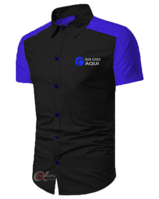 Camisa de trabalho manga curta personalizada uniformes fardamento modelo bordada com a sua marca – kit 4 pçs