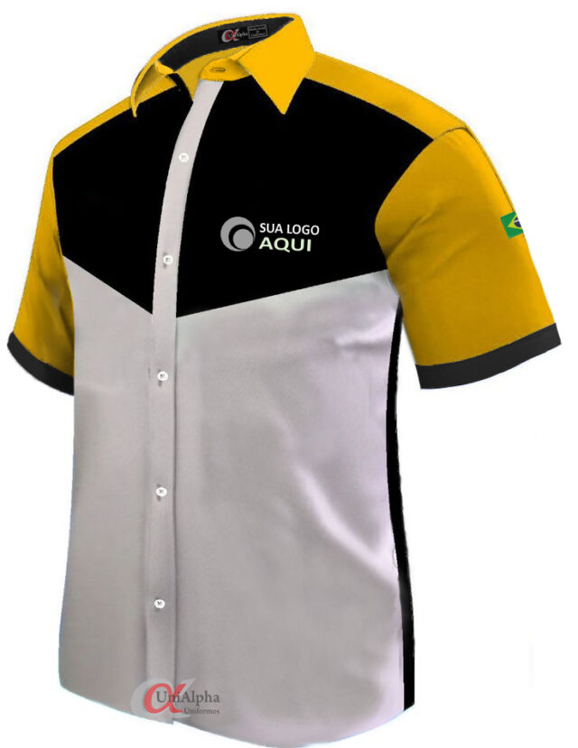 Camisa masculina ou feminina manga curta modelo de uniforme de empresa trabalho personalizados kits 4 pçs