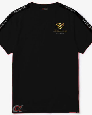 Camiseta básica preta gola careca franquia Premyer – kit com 10 pçs