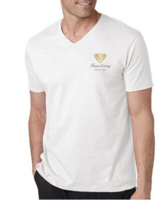 Camiseta básica branca gola V franquia Premyer kit com 10 pçs