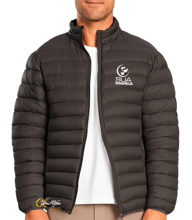 comprar jaqueta puffer alpha uniformes cinza chumbo para uniforme