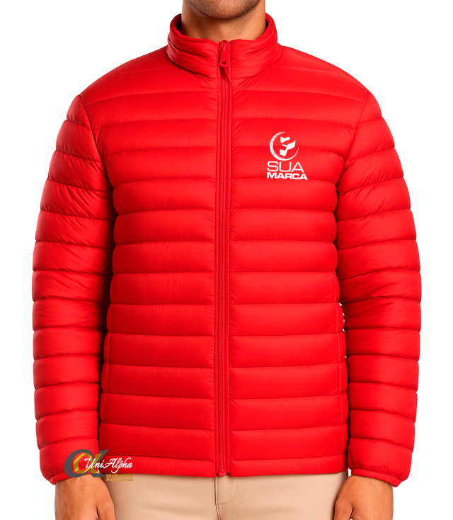 jaqueta puffer para uniformes vermelha para fardamento de equipe de eventos